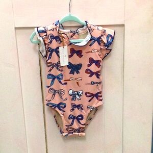 NWT Pink Chicken Jennifer swim suit in patriotic bows